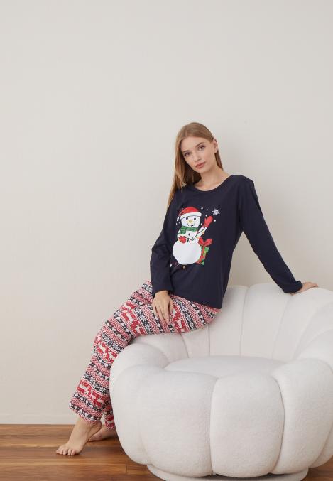 Pijama Dama Craciun ,maneca lunga ,pantaloni lungi,Engros